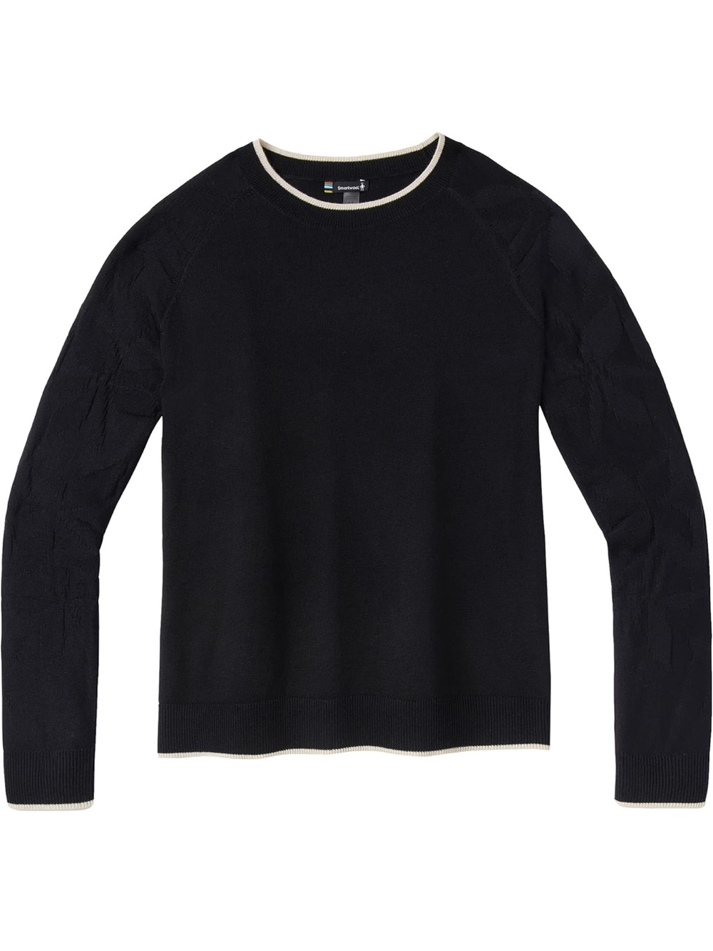 NWT Smartwool Black Crewneck Edgewood Sweater with Cream Trim Accents Size Large